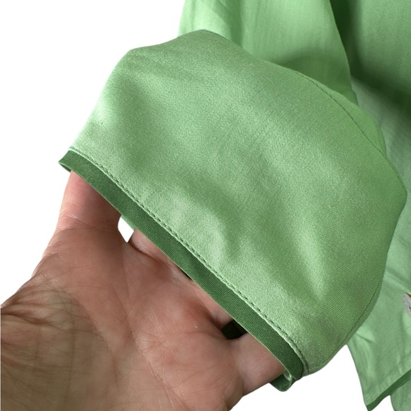 Sleeper Luxury Pajama Top Size XS Button Front Long Sleeve Mint Green Oversized - Picture 9 of 15